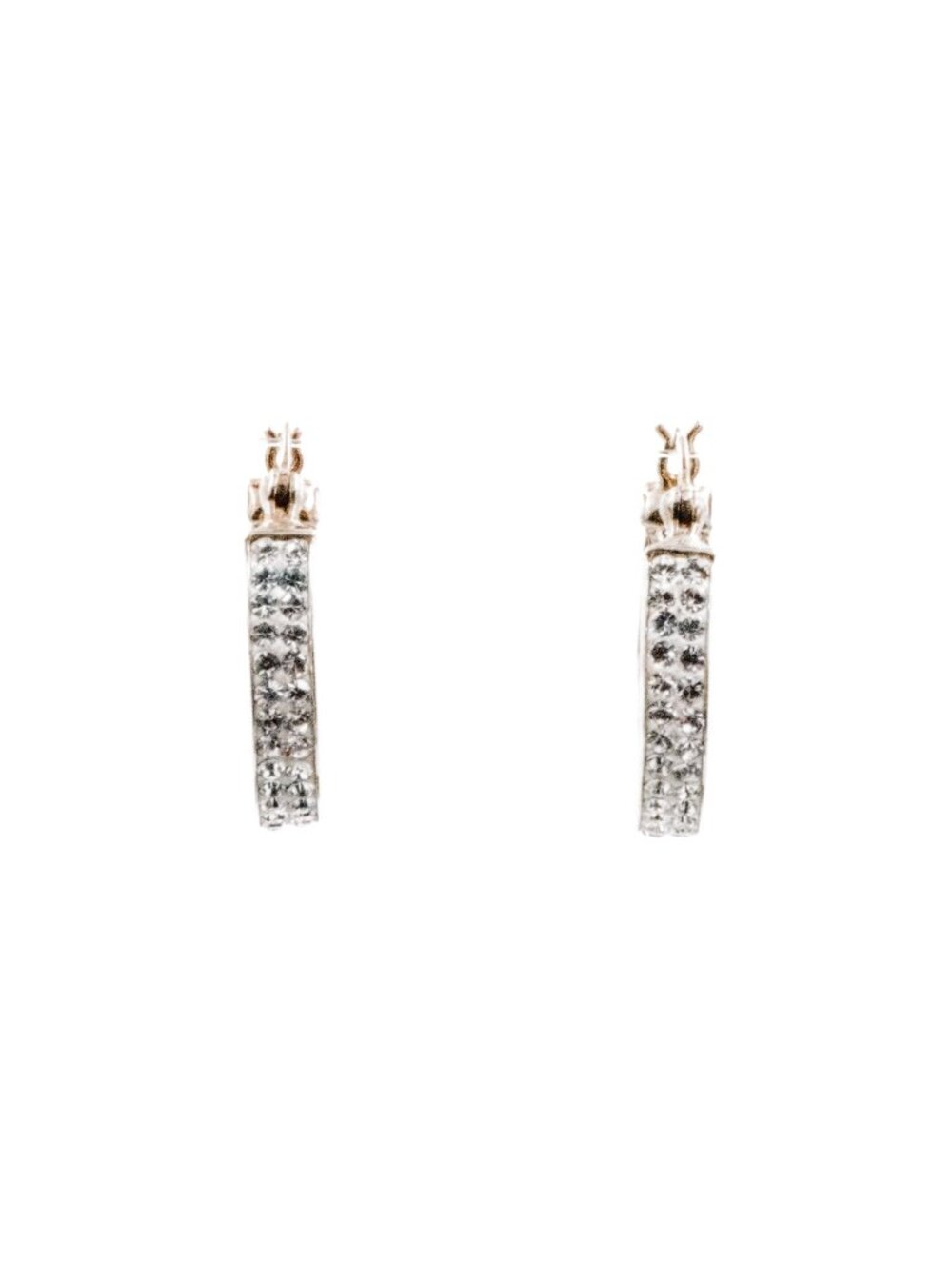 Sterling Silver Clear Crystal 7/8 Inch Hoop Earrings